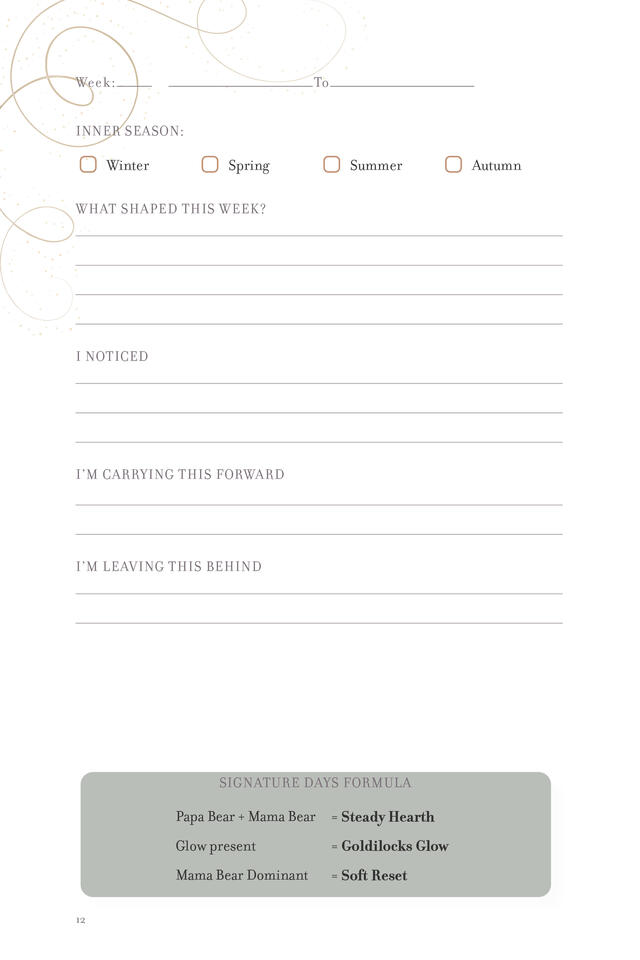 Goldilocks Journal - Weekly Spread - A